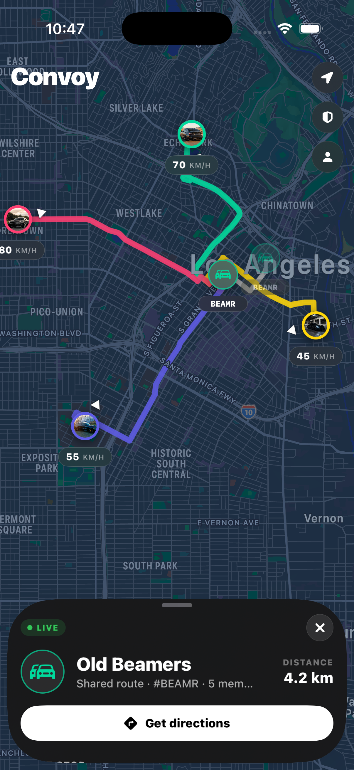 Convoy live map preview with friends on the map